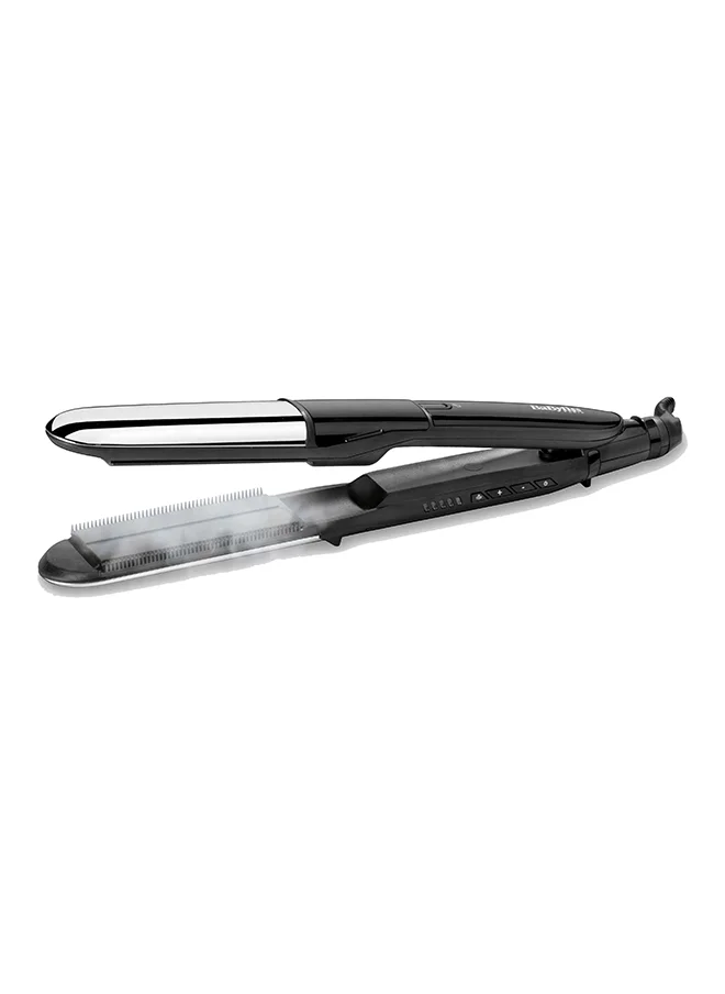 بيبي ليس BaByliss Steam Shine Styler Hair Straightener | Fast Heat-up With 39mm Wide Diamond Ceramic Plates | 150°C to 230°C - 5 Heat Settings | Ionic Frizz Control | 5 Year Guarantee | ST496SDE (Black)