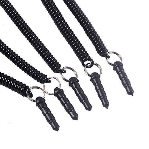 Wisdompro Stylus Tether, 10 Pack of Detachable Elastic Coil Tether Strings/Lanyards with 3.5mm Earphone Jack for Stylus Pens - Black - Image 2