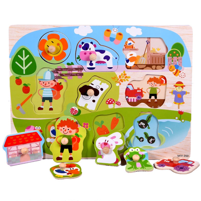 Wooden Hand Grab Board Montessori Puzzle English Alphanumeric Three-Dimensional Puzzle Wooden Children'S Toys - Image 5