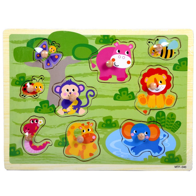 Wooden Hand Grab Board Montessori Puzzle English Alphanumeric Three-Dimensional Puzzle Wooden Children'S Toys - Image 1