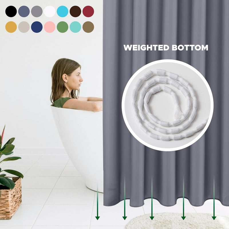 Biscaynebay Hotel Quality Fabric Shower Curtain Liner 72 Inch by 72 Inch, Dark Grey Water Resistant Bathroom Curtains Liners, Rust Resistant Grommets Top Weighted Bottom Hem Machine Washable - Image 2