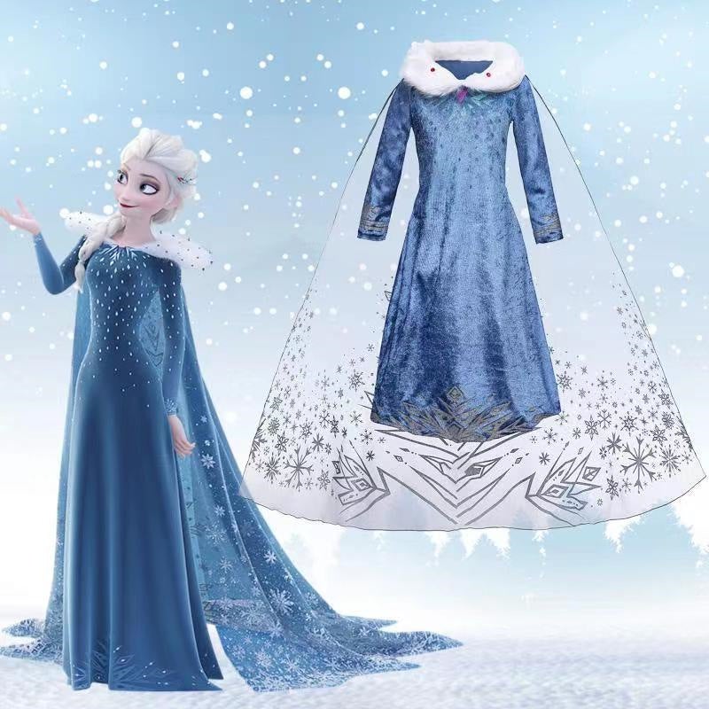Elsa Princess Dress Frozen Cosplay Costume Role-Play Children'S Performance Dress Girls' Winter Dress With Fleece And Thickened - Image 3