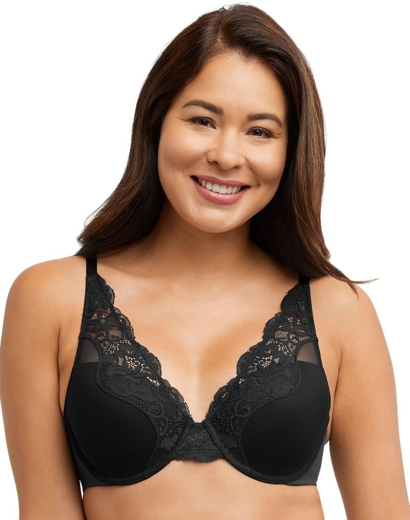 Bali Women's One Smooth U Lace Underwire Bra, Comfort Stretch Full-Coverage Convertible Bra Black - Image 1