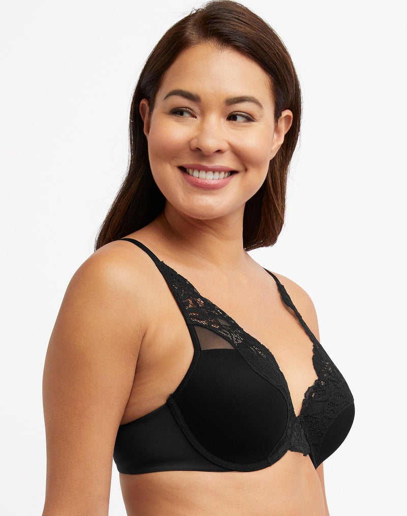 Bali Women's One Smooth U Lace Underwire Bra, Comfort Stretch Full-Coverage Convertible Bra Black - Image 4
