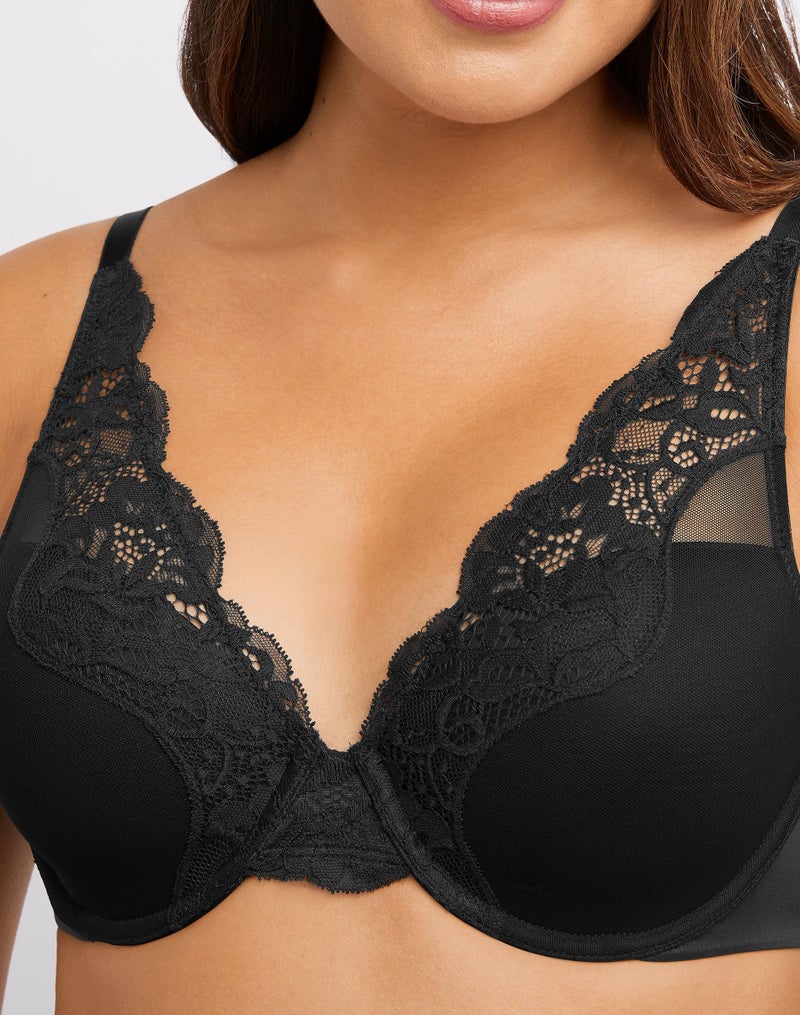Bali Women's One Smooth U Lace Underwire Bra, Comfort Stretch Full-Coverage Convertible Bra Black - Image 5