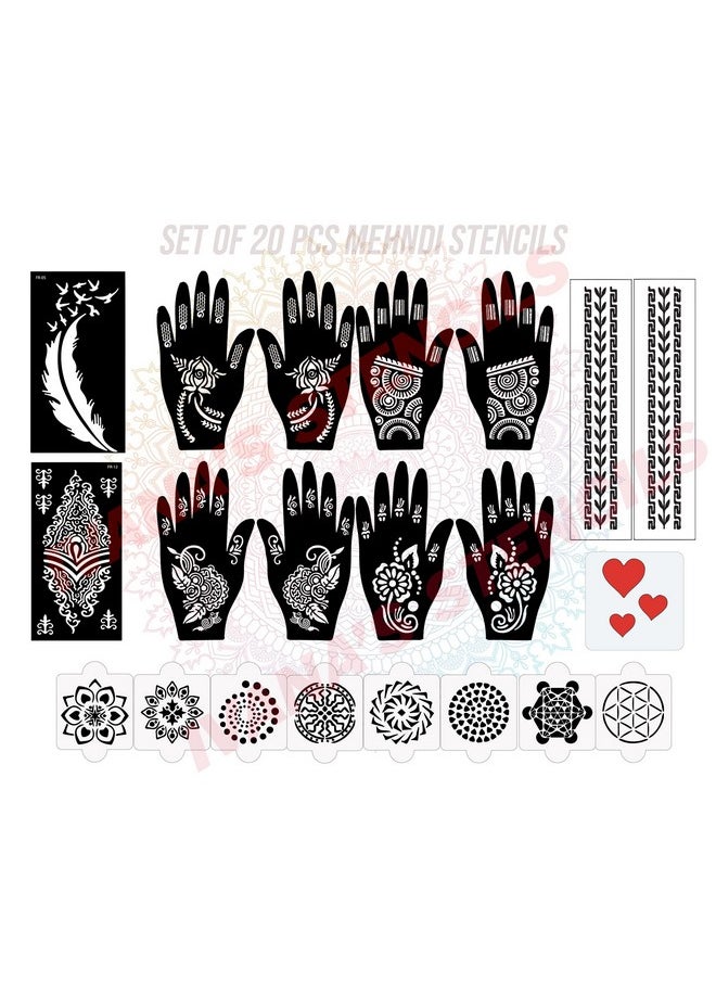 Set Of 20 Pcs Combo Pack, Reusable Mehandi Design Sticker Stencils For Both Hand | Mehandi For Hands | Quick And Easy To Use, For Girls, Women, Kids & Teen, D-2120 - pzsku/Z5819AAA7E512992DB315Z/45/_/1723297813/9d6f62bb-edc2-4056-9b5b-3c528289dcd5