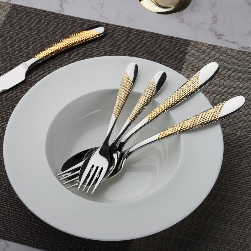 X-zrew Gold Silverware Set 60-Piece Stainless Steel Flatware Cutlery Set Service for 12 Kitchen Tableware Utensil Set Includes Knives Spoons Forks For Home Kitchen Restaurant - Image 5