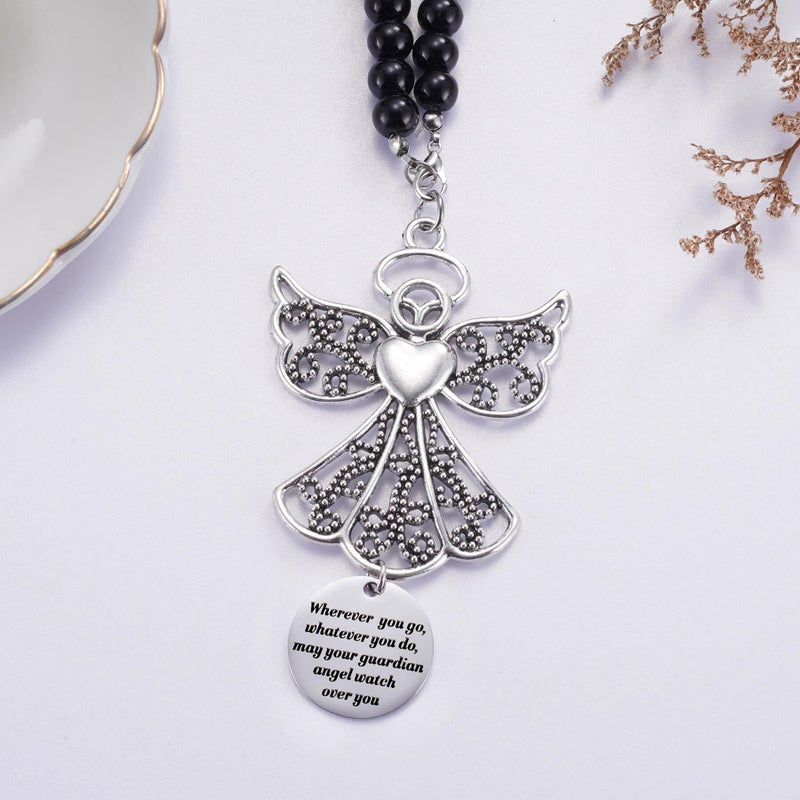 Ralukiia Angel Car Charm, Wherever You Go Whatever You Do May Your Guardian Angel Watch Over You, Rear View Mirror Car Charm, Car Mirror Hanger, New Driver Guardian Angel Gift for Grads - Image 2