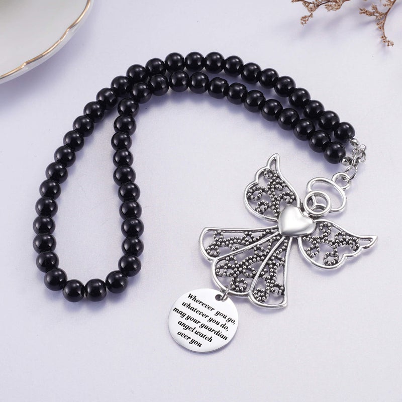 Ralukiia Angel Car Charm, Wherever You Go Whatever You Do May Your Guardian Angel Watch Over You, Rear View Mirror Car Charm, Car Mirror Hanger, New Driver Guardian Angel Gift for Grads - Image 5