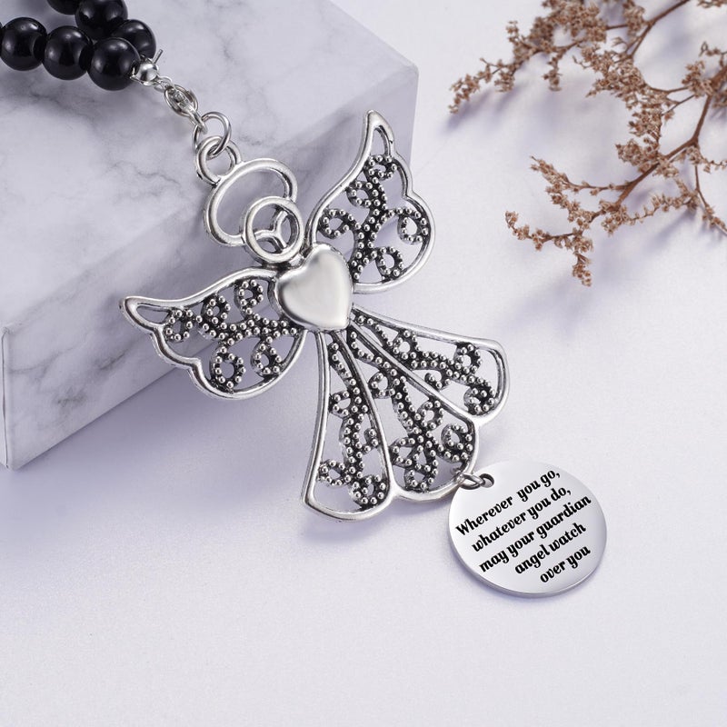 Ralukiia Angel Car Charm, Wherever You Go Whatever You Do May Your Guardian Angel Watch Over You, Rear View Mirror Car Charm, Car Mirror Hanger, New Driver Guardian Angel Gift for Grads - Image 4