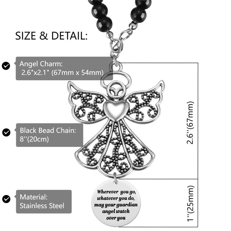 Ralukiia Angel Car Charm, Wherever You Go Whatever You Do May Your Guardian Angel Watch Over You, Rear View Mirror Car Charm, Car Mirror Hanger, New Driver Guardian Angel Gift for Grads - Image 3