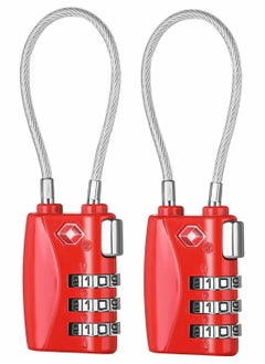 Luggage Padlocks TSA Approved Customs Lock Mini Luggage Padlock Flexible Cable Travel Coded Suitcase Locks Small Gym Locker Padlock with 3 Digit Combination 2 Pack