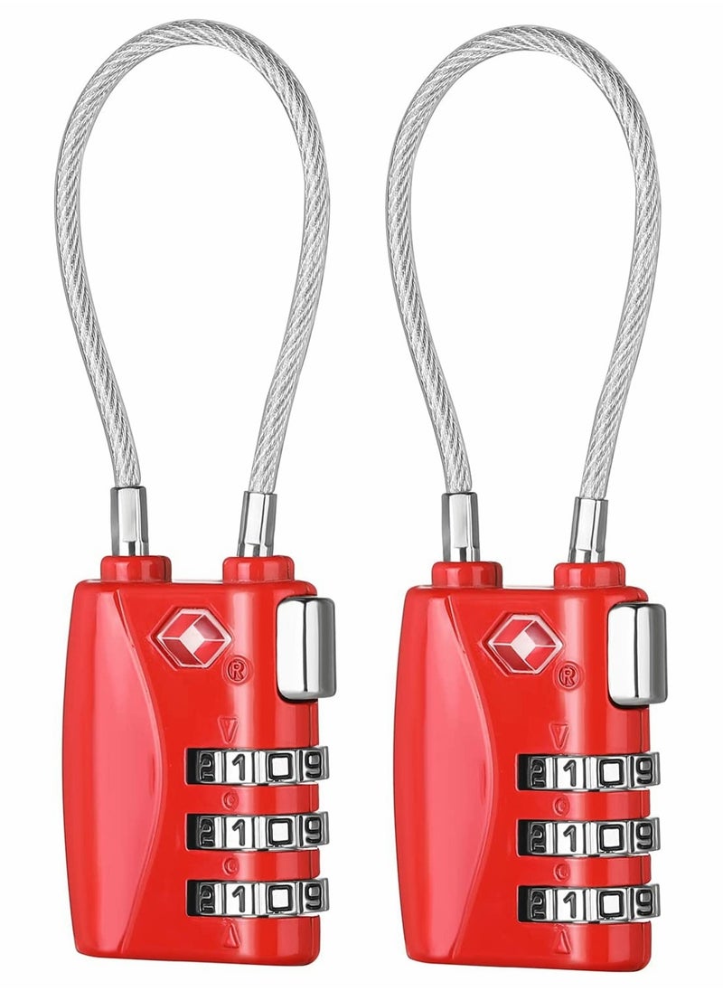 SYOSI - Luggage Padlocks TSA Approved Customs Lock Mini Luggage Padlock Flexible Cable Travel Coded Suitcase Locks Small Gym Locker Padlock with 3 Digit Combination 2 Pack - Image 1