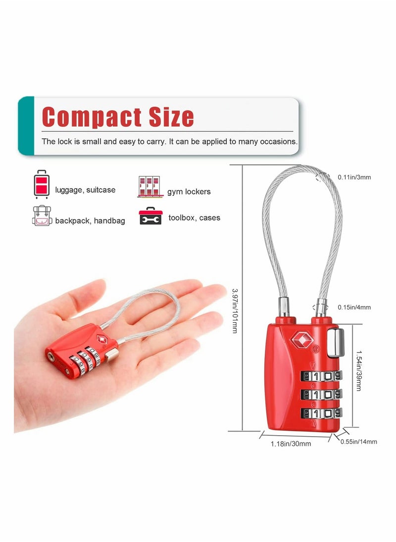 SYOSI - Luggage Padlocks TSA Approved Customs Lock Mini Luggage Padlock Flexible Cable Travel Coded Suitcase Locks Small Gym Locker Padlock with 3 Digit Combination 2 Pack - Image 1