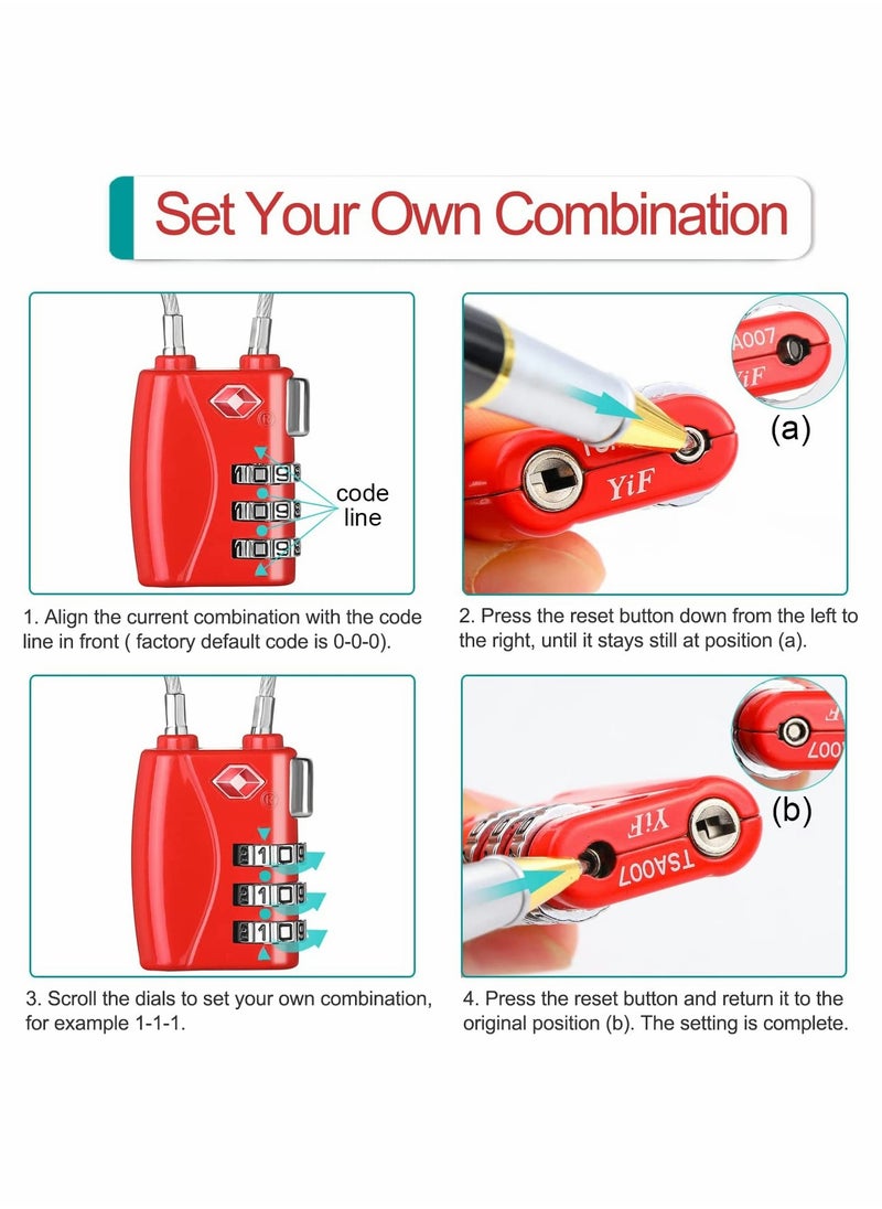 SYOSI - Luggage Padlocks TSA Approved Customs Lock Mini Luggage Padlock Flexible Cable Travel Coded Suitcase Locks Small Gym Locker Padlock with 3 Digit Combination 2 Pack - Image 1