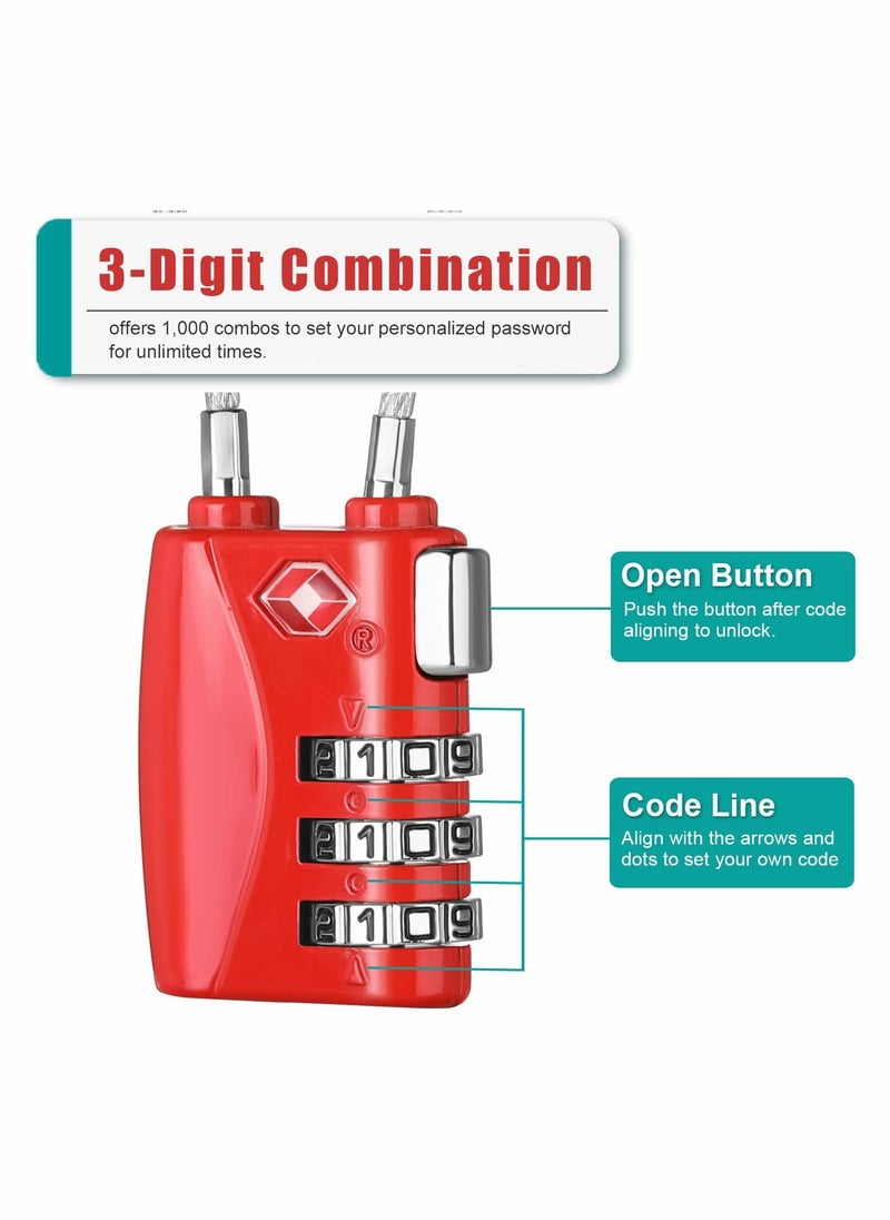 SYOSI - Luggage Padlocks TSA Approved Customs Lock Mini Luggage Padlock Flexible Cable Travel Coded Suitcase Locks Small Gym Locker Padlock with 3 Digit Combination 2 Pack - Image 1
