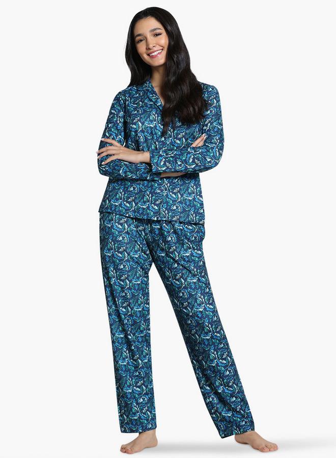 Zivame Leaf Print Pyjama Set - Image 1