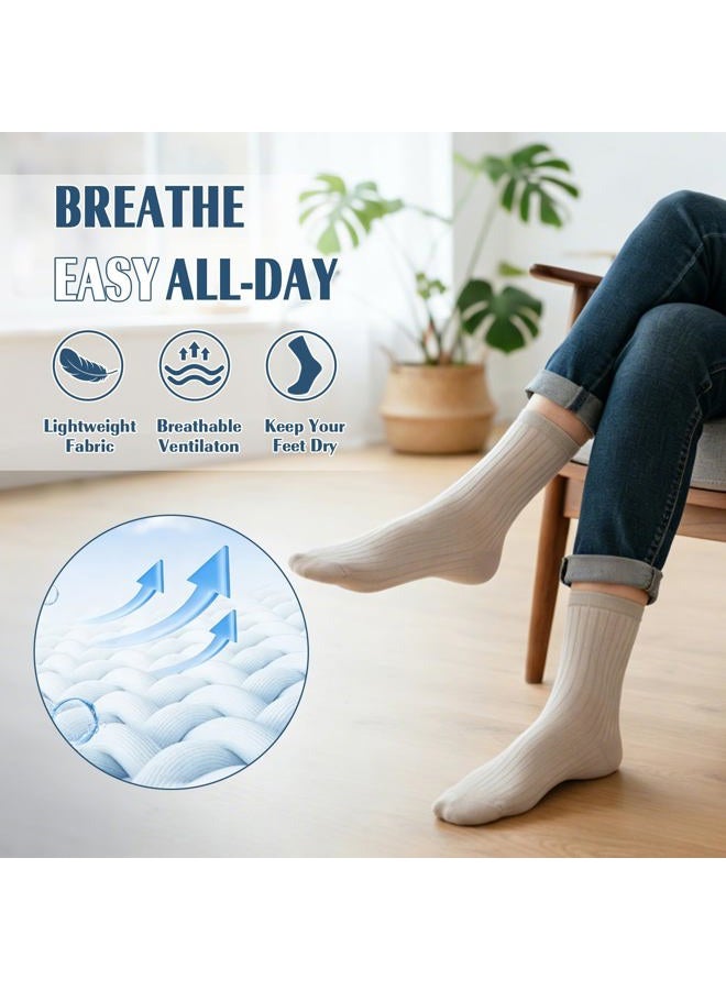 CTHH Compression Crew Socks for Women Thin Lightweight (15-20 mmHg) for Athletic Nurse Circulation Support Socks, 4 Pairs - Image 3