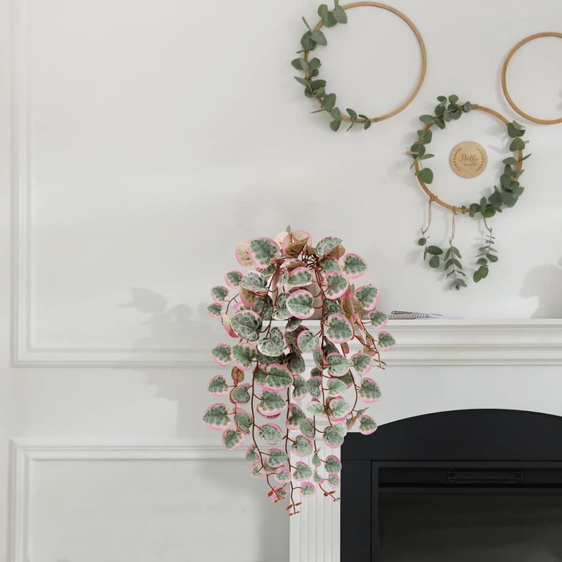 Briful Fake Plants Indoor 16'' Artificial String of Hearts Plants with Ceramic Pot Small Faux Draping Vine Plants for Home Bathroom Table Shelf Office Hotel Decor(Pink) - Image 4
