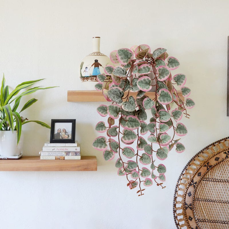 Briful Fake Plants Indoor 16'' Artificial String of Hearts Plants with Ceramic Pot Small Faux Draping Vine Plants for Home Bathroom Table Shelf Office Hotel Decor(Pink) - Image 5