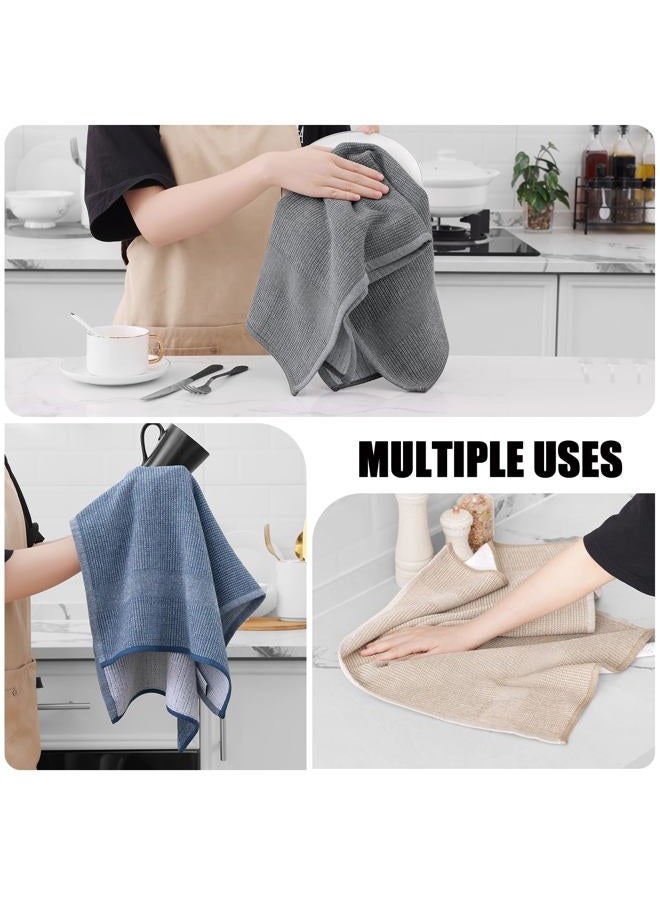 Homaxy Premium Kitchen Towels(18”x 28”, 8 Pack), Large Cotton Kitchen Hand Towels, Flat and Terry Dish Towels, 380 GSM Highly Absorbent Tea Towel Set with Hanging Loop, Mixed Color - Image 4