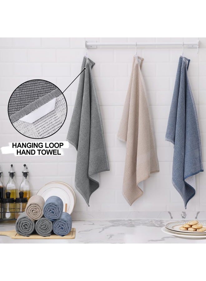 Homaxy Premium Kitchen Towels(18”x 28”, 8 Pack), Large Cotton Kitchen Hand Towels, Flat and Terry Dish Towels, 380 GSM Highly Absorbent Tea Towel Set with Hanging Loop, Mixed Color - Image 3