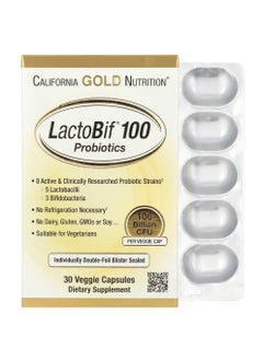 California Gold Nutrition LactoBif 100 Probiotic 100 Billion CFU 30 Veggie Capsules  - Image 1