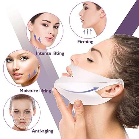 Florisca™ V Line Lifting Face Mask Double Chin Reducer Mask V Shaped Slimming Face Mask Chin Up Patch for Firming Tightening and Moisturizing Skin For WomenUltra-thin Strap Band Anti Wrinkle Mask - Image 3