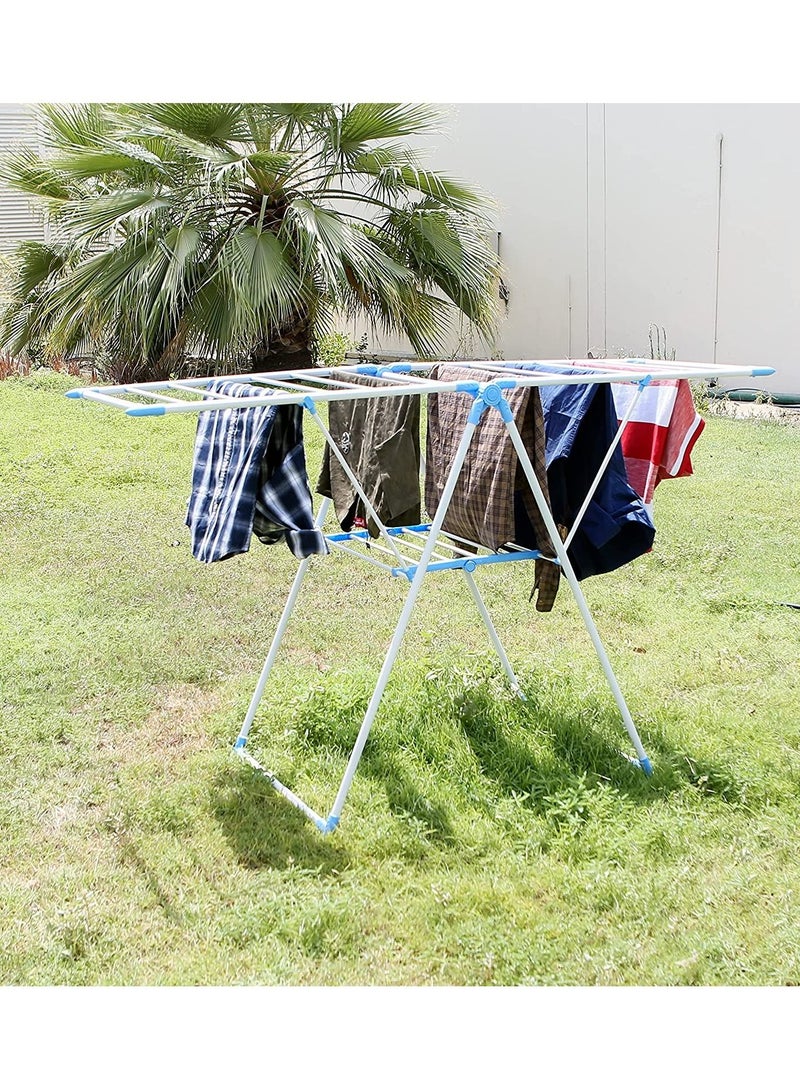 Floor folding indoor iron wing type clothes rack balcony moving simple sun quilt clothes rack - Image 1