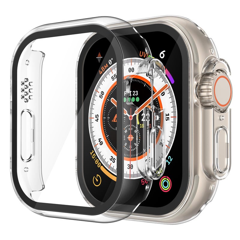 Misxi 2 Pack Hard PC Case Built in Tempered Glass Compatible with 49mm Apple Watch Ultra 3 (2025) / Ultra 2 / Ultra, Thin Protective Case with Screen Protector for iWatch, Cover with Button, Transparent - Image 1