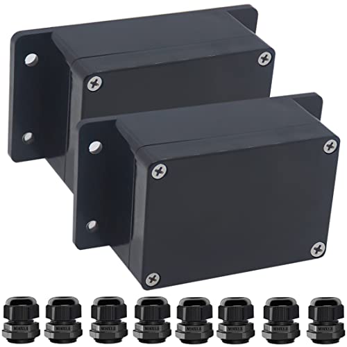 Otdorpatio 2Packs Junction Box IP65 Waterproof ABS Plastic Electrical Project Case Power Junction Boxes, Project Box with Fixed Ear Black 3.94x2.68x1.97 inch(100x 68 x50 mm) - Image 1