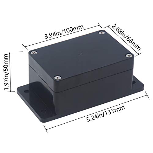 Otdorpatio 2Packs Junction Box IP65 Waterproof ABS Plastic Electrical Project Case Power Junction Boxes, Project Box with Fixed Ear Black 3.94x2.68x1.97 inch(100x 68 x50 mm) - Image 2