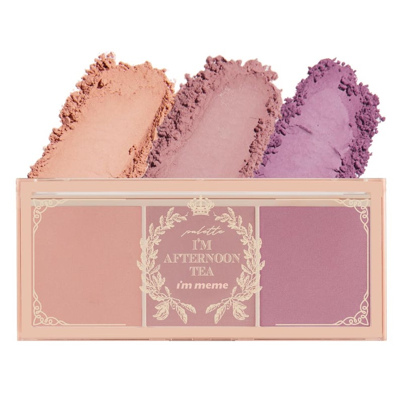 I'M MEME Blusher Palette - Afternoon Tea_Fruit FLavor | Soft Pink, Peach, Lavender, 3 Shades Palette, Matte Powder, Face & Cheeks, For All Skin Tones, Powdery Finish, Lightweight Formula, 0.4 Oz - Image 1