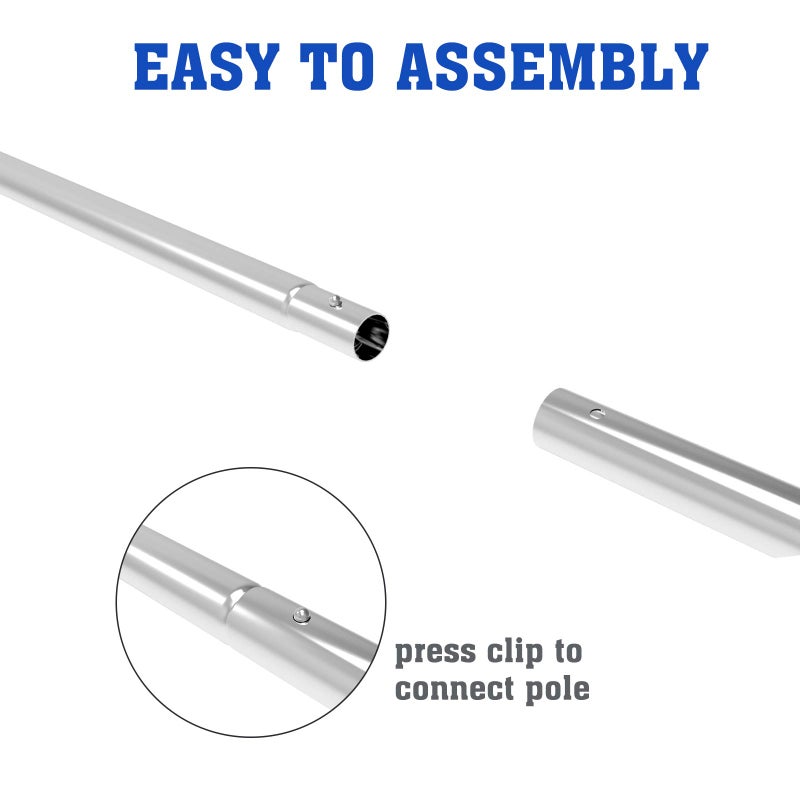 POOLWHALE 10.5 Foot Premium Aluminum Telescopic Swimming Pool Pole, Special Stripes Texture Strong Grip, Adjustable 8 Pieces 1.0 mm Expandable Step-Up, for Skimmer Nets, Vacuum Heads and Brushes - Image 4