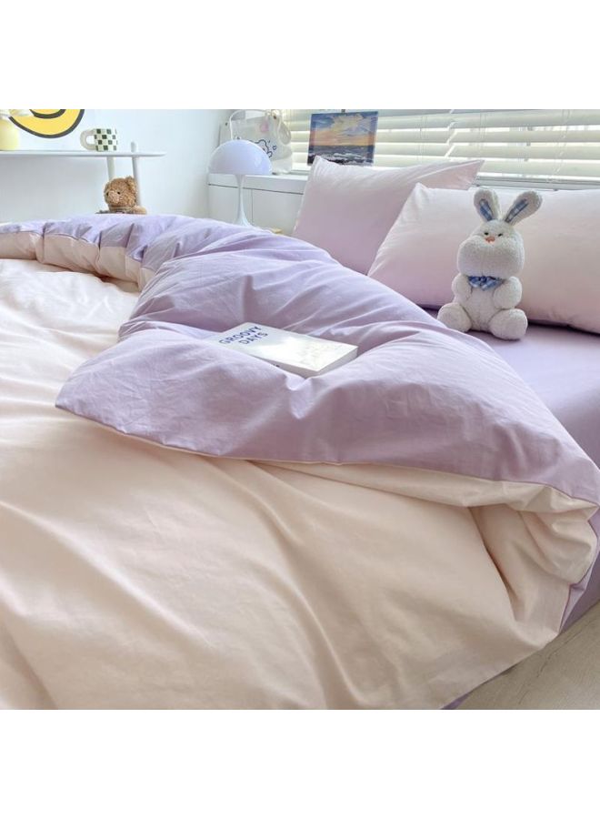Generic Ins-style Simple Quilt Cover Single-piece Student Dormitory 150x 200x 230 Solid Color Single Bedroom Plaid Sanding Quilt Cover-Colour:Dm Milk Powder Bubble Purple [soft And Skin-friendly, Suitable For Sleeping Naked]-Specification:180x220cm Single Piece Quilt Cover - Image 1