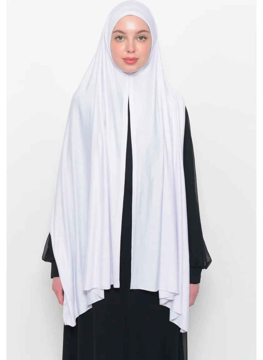 التوبة Ready Made Practical Interlaced Luxury Organic Plain Combed Shawl Equal Aligned-White