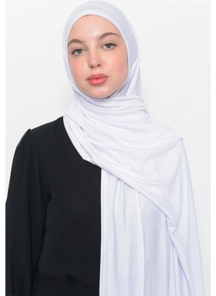 التوبة Ready Made Practical Interlaced Luxury Organic Plain Combed Shawl Equal Aligned-White