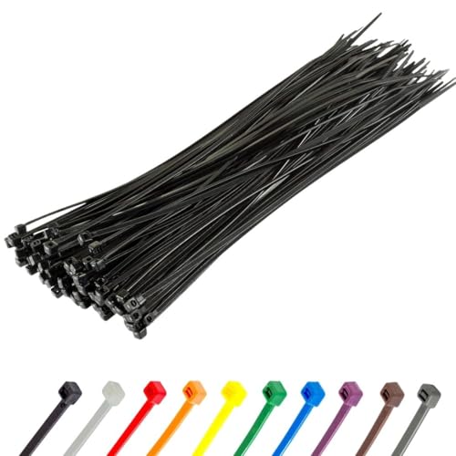 GTSE 8 Inch Black Zip Ties, 100 Pack, 18lb Strength, UV Resistant Strong Nylon Cable Ties, Self-Locking 8" Tie Wraps - Image 1
