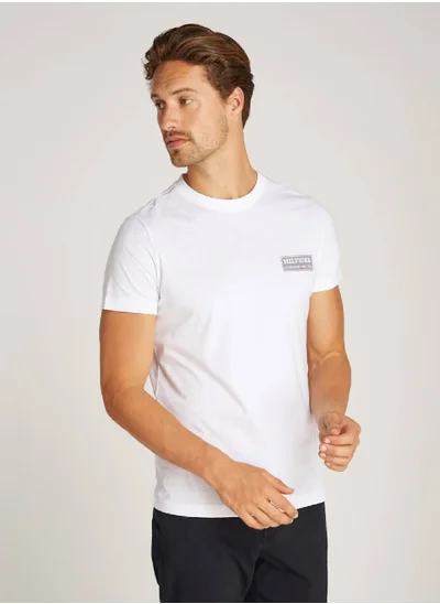 TOMMY HILFIGER Men's Printed Badge T-Shirt - Cotton, White