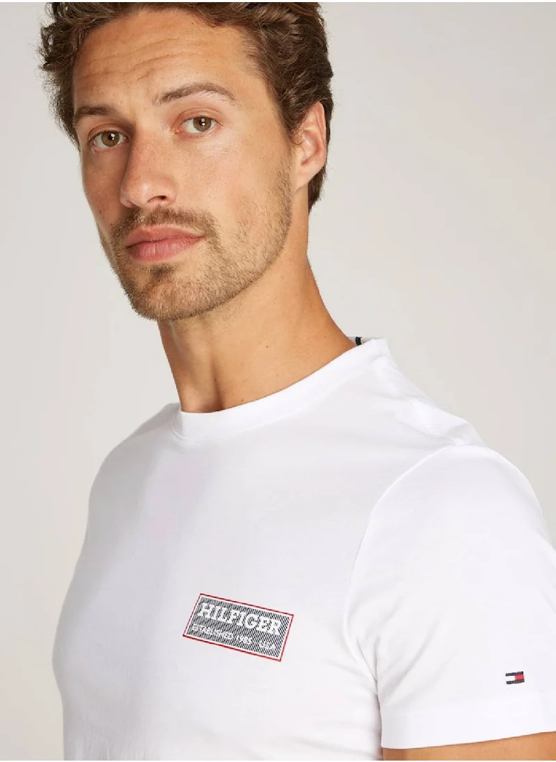 TOMMY HILFIGER Men's Printed Badge T-Shirt - Cotton, White