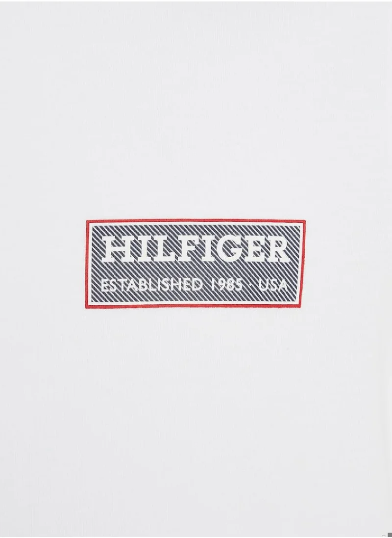 TOMMY HILFIGER Men's Printed Badge T-Shirt - Cotton, White