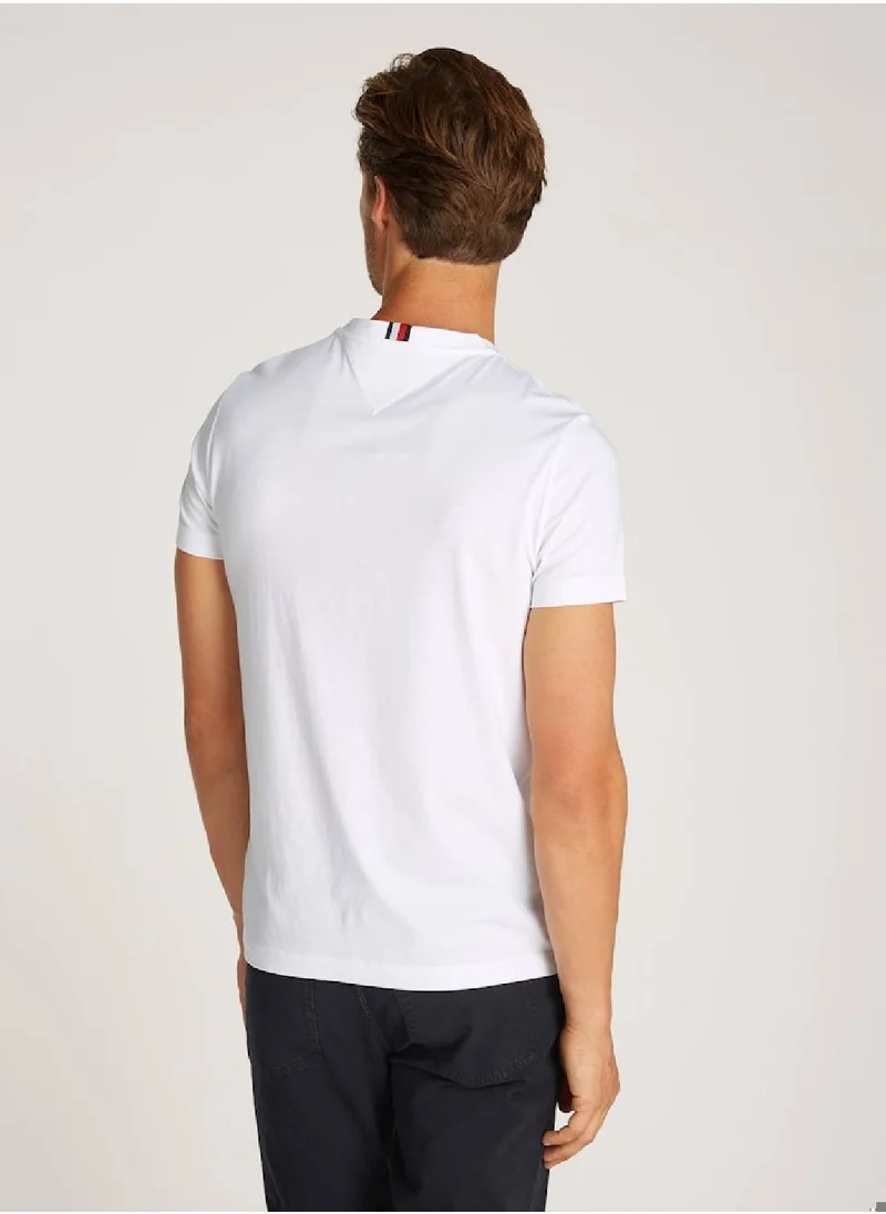 TOMMY HILFIGER Men's Printed Badge T-Shirt - Cotton, White