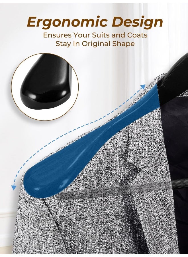 HOUSE DAY Wide Shoulder Wooden Hangers, Wood Suit Hangers with Non Slip Pant Holder, Heavy Duty Coat Hangers for Closet, Wooden Clothes Hangers for Suits, Coats, Jackets, Shirts (6 Pack, Black)… - Image 5