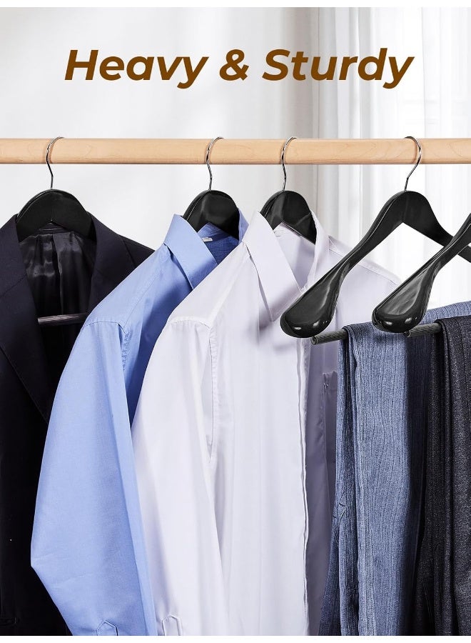 HOUSE DAY Wide Shoulder Wooden Hangers, Wood Suit Hangers with Non Slip Pant Holder, Heavy Duty Coat Hangers for Closet, Wooden Clothes Hangers for Suits, Coats, Jackets, Shirts (6 Pack, Black)… - Image 3