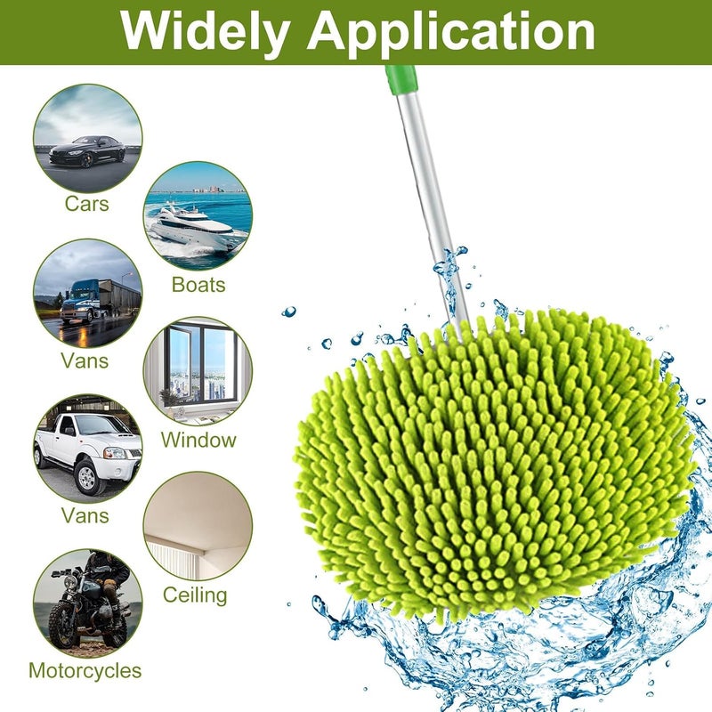 KASTWAVE Car Wash Brush with Long Handle and Microfiber Mop - Image 3