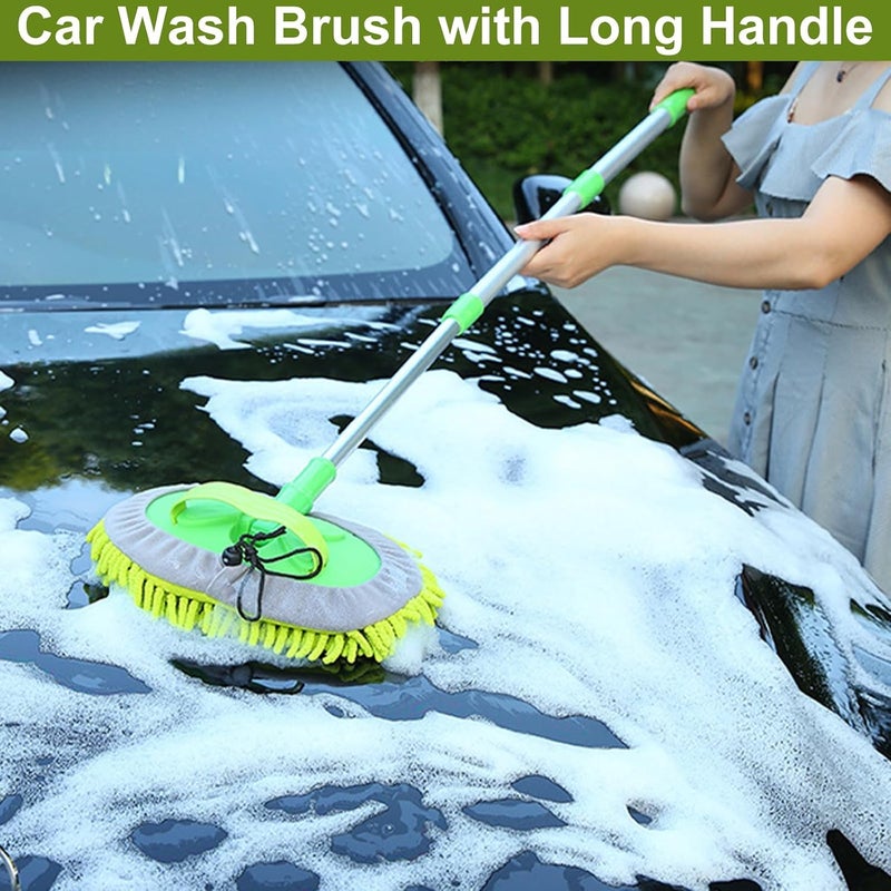 KASTWAVE Car Wash Brush with Long Handle and Microfiber Mop - Image 5