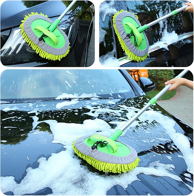 KASTWAVE Car Wash Brush with Long Handle and Microfiber Mop - Image 2