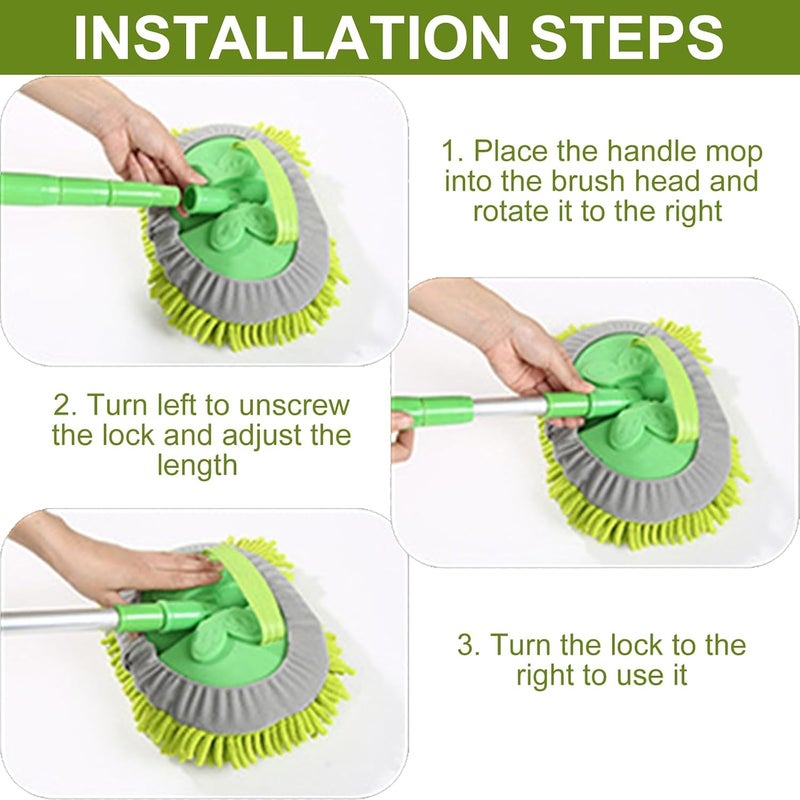 KASTWAVE Car Wash Brush with Long Handle and Microfiber Mop - Image 4