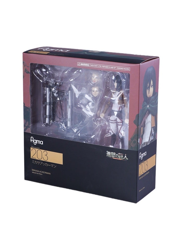 General Figure, Attack on the Giant Figure 203 Mikasa Ackerman Figma Boxed movable ornament (15cm)  - Image 4