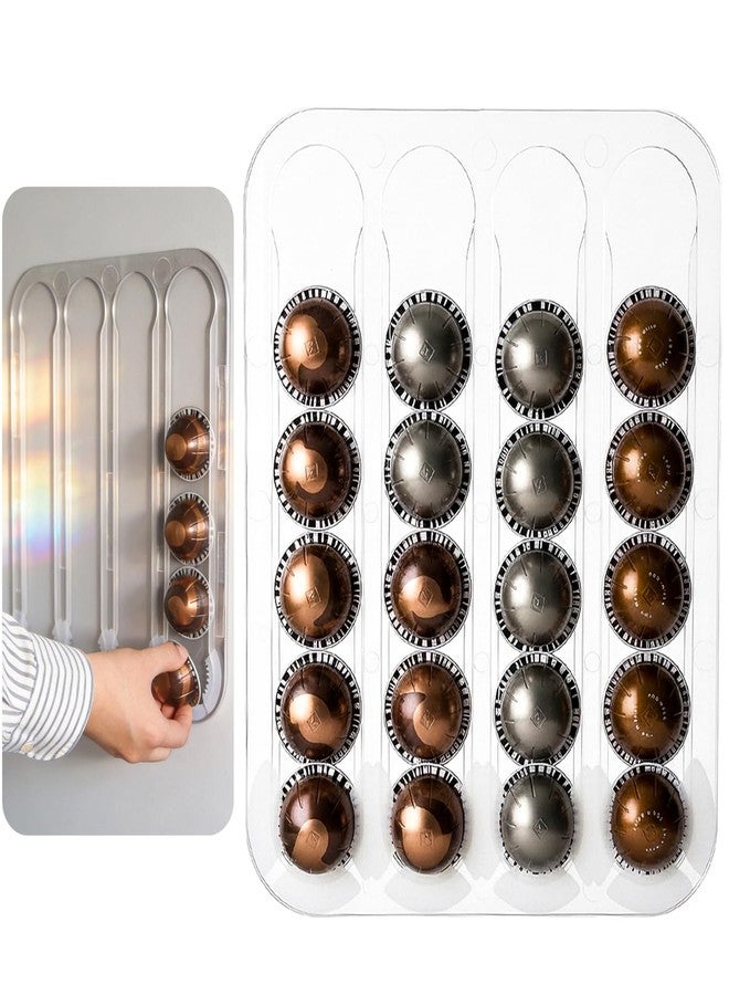 Aucuqu Wall Mount Coffee Pods Organizer for Nespresso Capsules Vertuo, Side Mount Holds up to 24 Capsules in 4 Rails, Clear Acrylic - Image 1